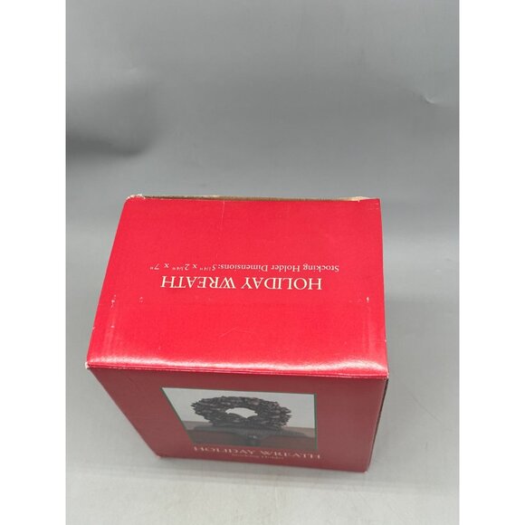 hold everything holiday wreath Christmas Stocking Holder Antiqued Polyresin READ - Picture 5 of 6